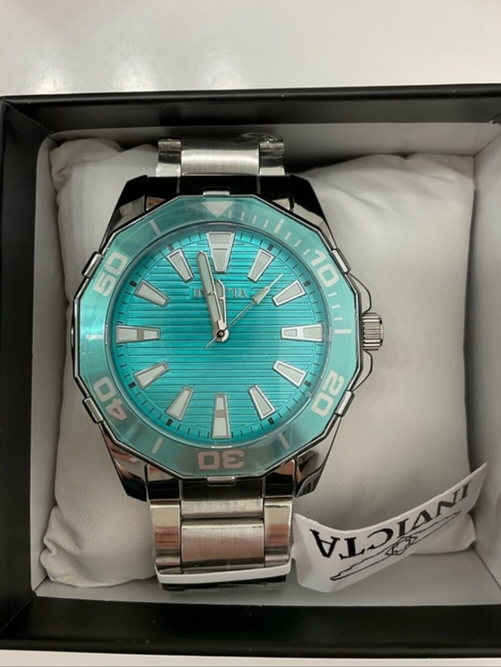 Invicta Men’s Turquoise Dial Stainless Steel Watch NIB